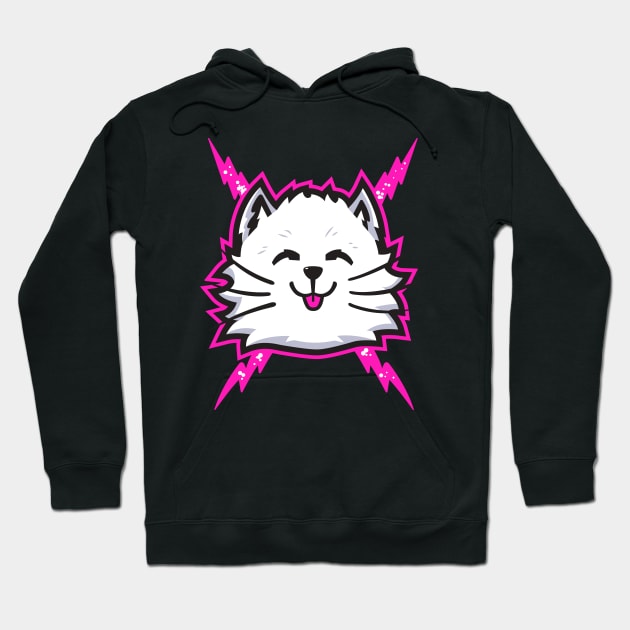 White Electric Cat Hoodie by DangerHuskie